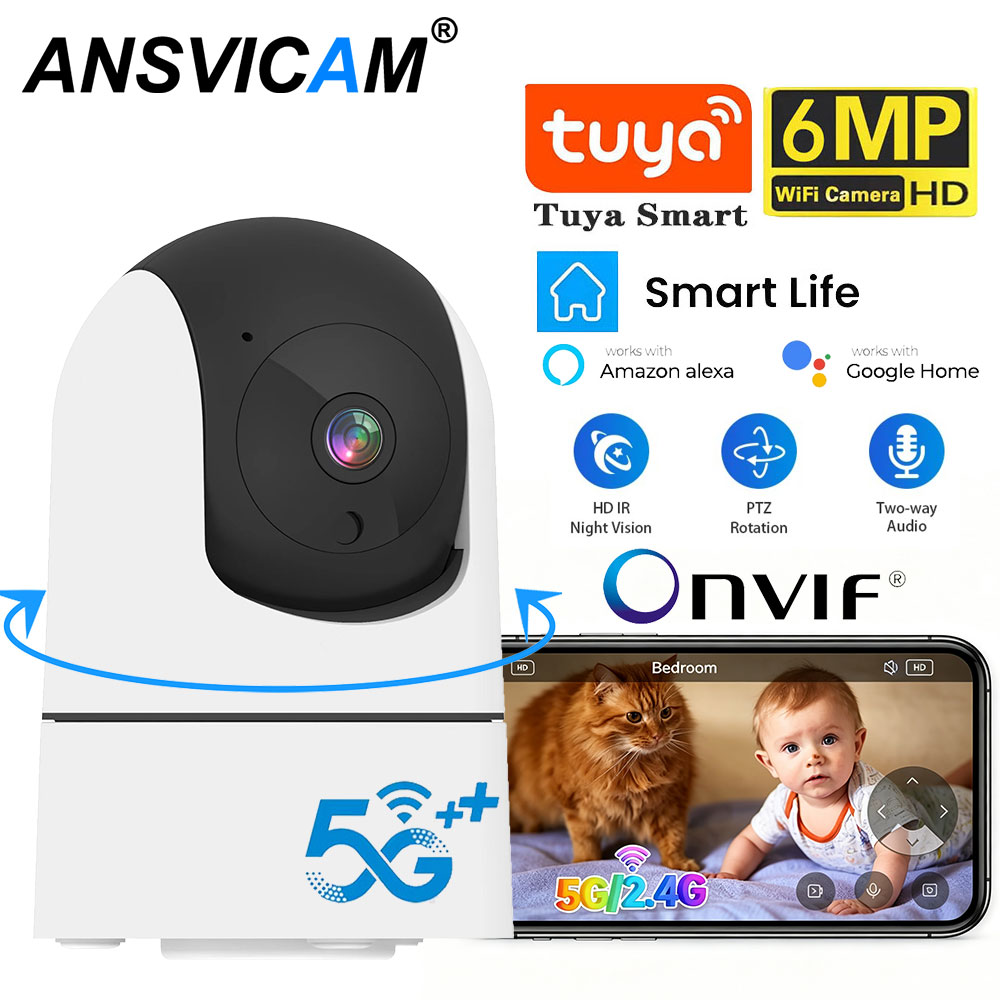 Home Security Google Camera - 2K 6MPミニ5G Wifi Tuya IPカメラ 室内ワイヤレスセキュリティホームベビーモニター360
