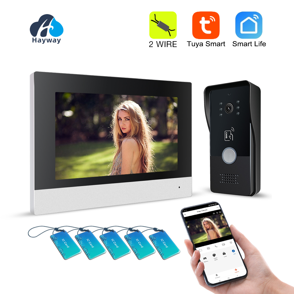 Home Security Cameras Uk - 2線式スマートホームTuya Wifi 1080Pビデオインターホン ビデオドアホン 7インチタッチモニター ビデオドアベル