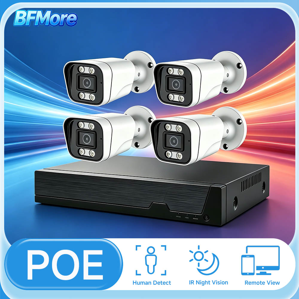 Home Security With Ai - BFMore 8MP 4K Ai 人間検知セキュリティシステム POE