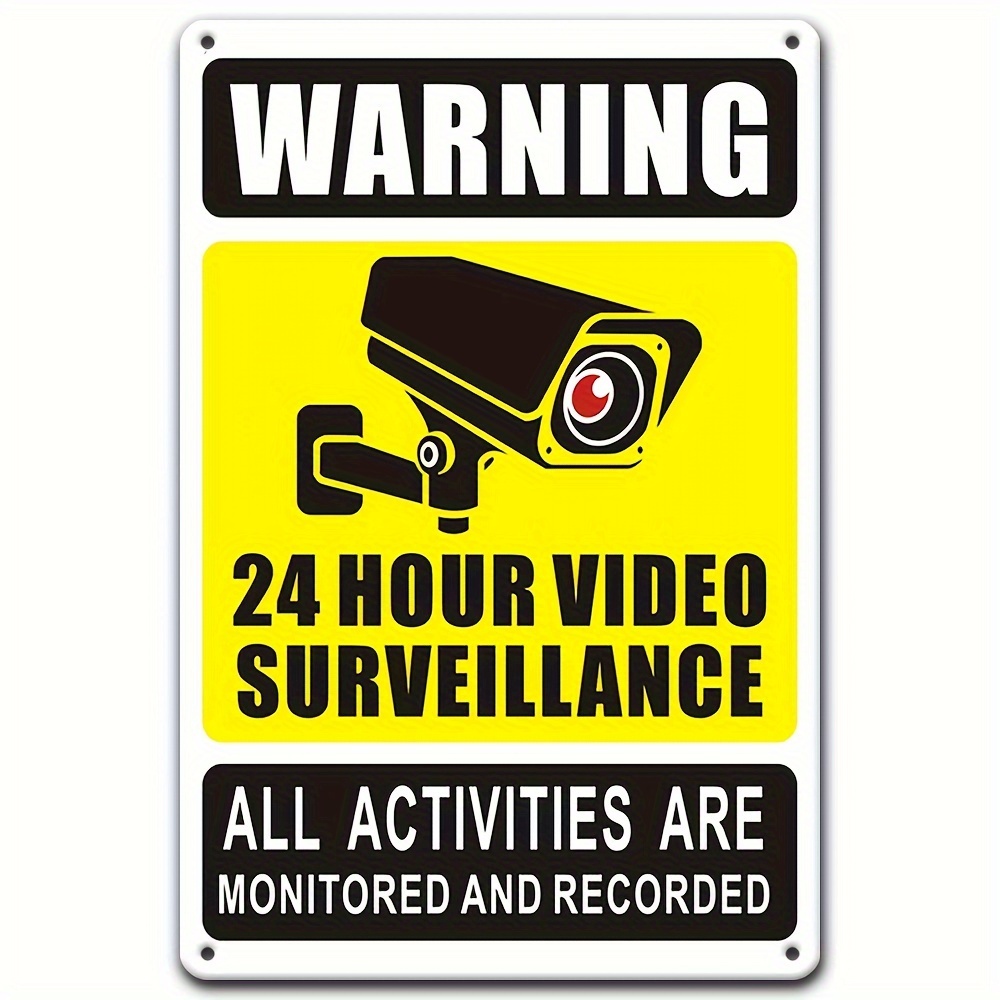 Home Security Guard - 24時間365日ビデオ監視警告標識 - セキュリティカメラのアイコンが付いた耐久性のある鉄製金属、自宅、寝室用の屋外壁装飾。