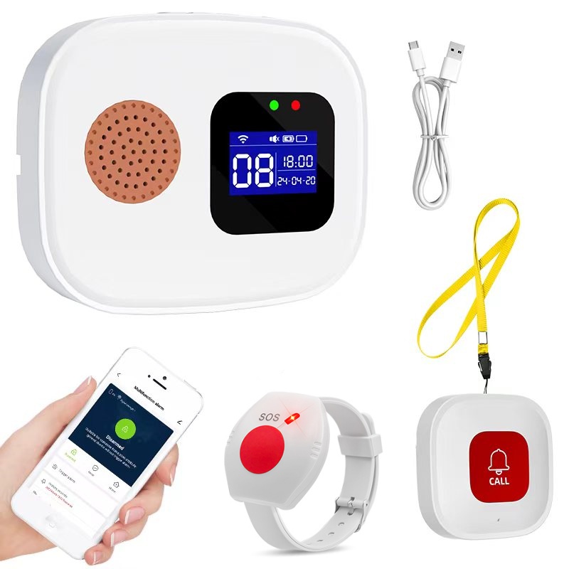 Home Security With Ai - 高齢者用緊急通報ボタン、Tuya WiFiアラームシステムホーム、高齢者用緊急通報受信機X 1 + 通報ボタンX 2、互換性あり
