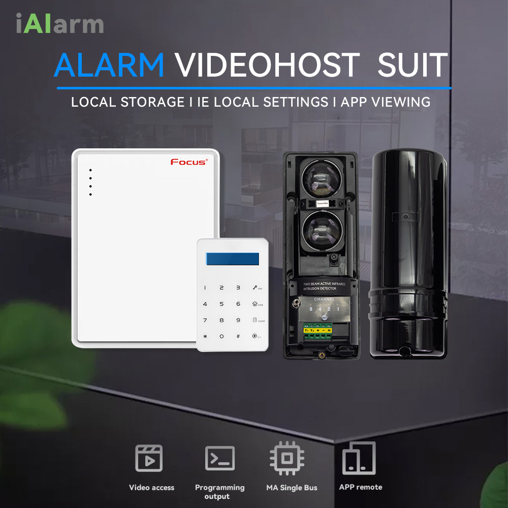 Home Security Beams - iAlarm デュアルビーム赤外線センサーアラームシステムスーツ、100M 有線バリア検出器、家庭用盗難防止セキュリティ 433MHz