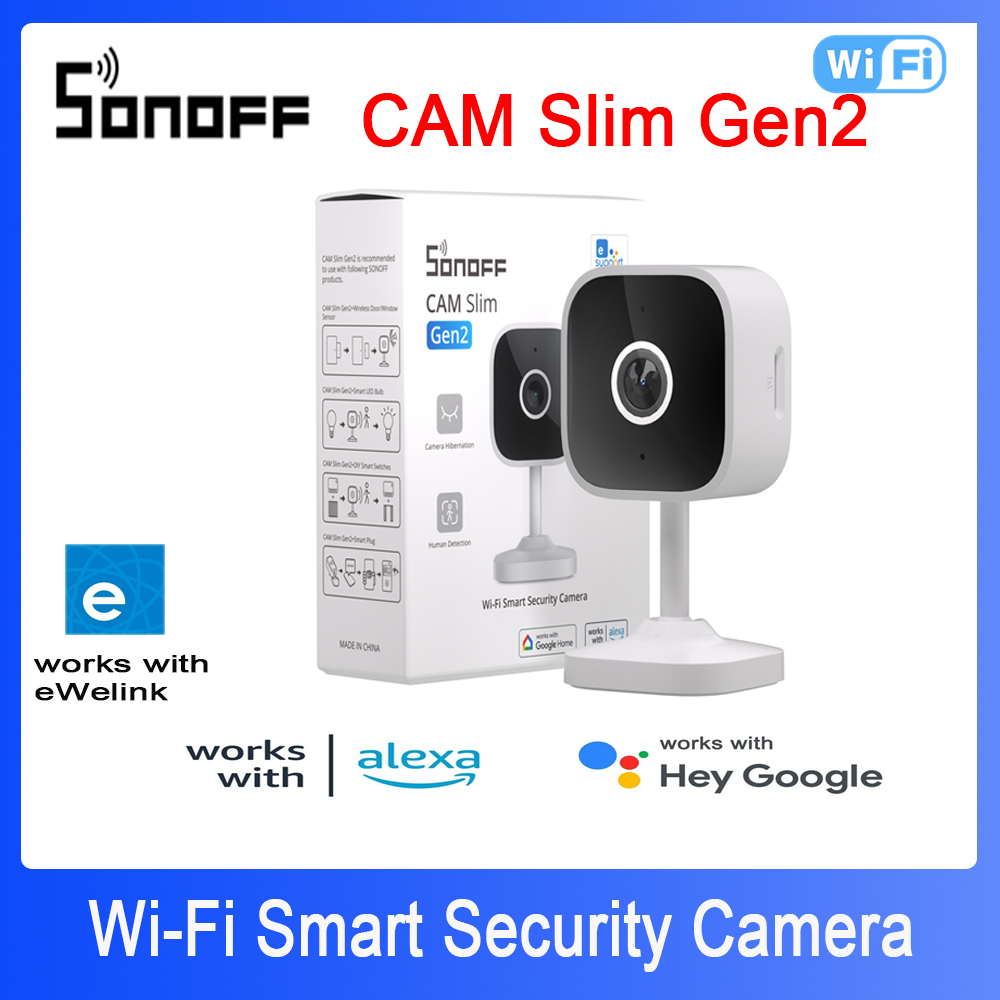 Home Security Google Camera - Sonoff-スマートホームセキュリティカメラ,wifi,1080p HD,モーション検出,双方向オーディオ,ewelinkアプリのサポート,Alexa, Google,スリム,Gen2