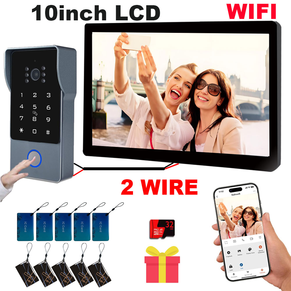 Home Security Cameras Uk - Tuya Wifi スマートホームビデオドアホンビデオインターホン 1080P 10 インチタッチモニター