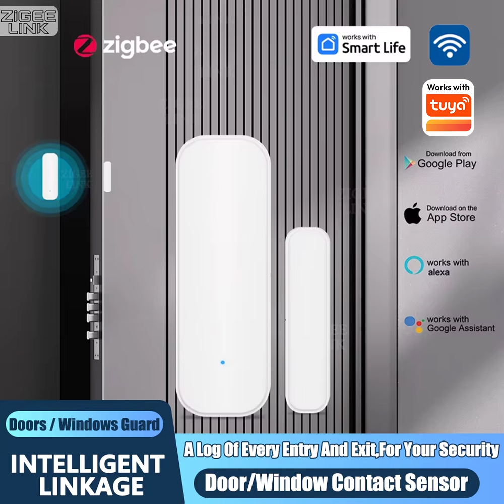 Home Security With Ai - ZigBee ドアウィンドウセンサー ワイヤレス磁気警報器 ホームセキュリティ盗難防止アプリ制御 Tuya Alexa