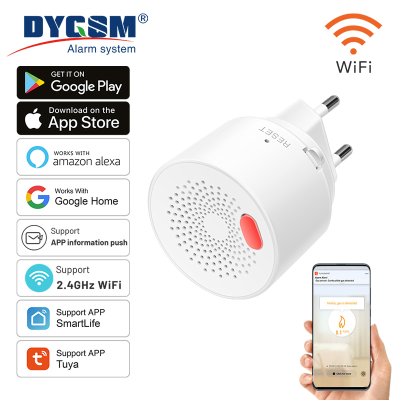Home Security Guard - Tuya-インテリジェント家庭用ガスセンサー,不燃性,ガス漏れ防止,火災安全保護