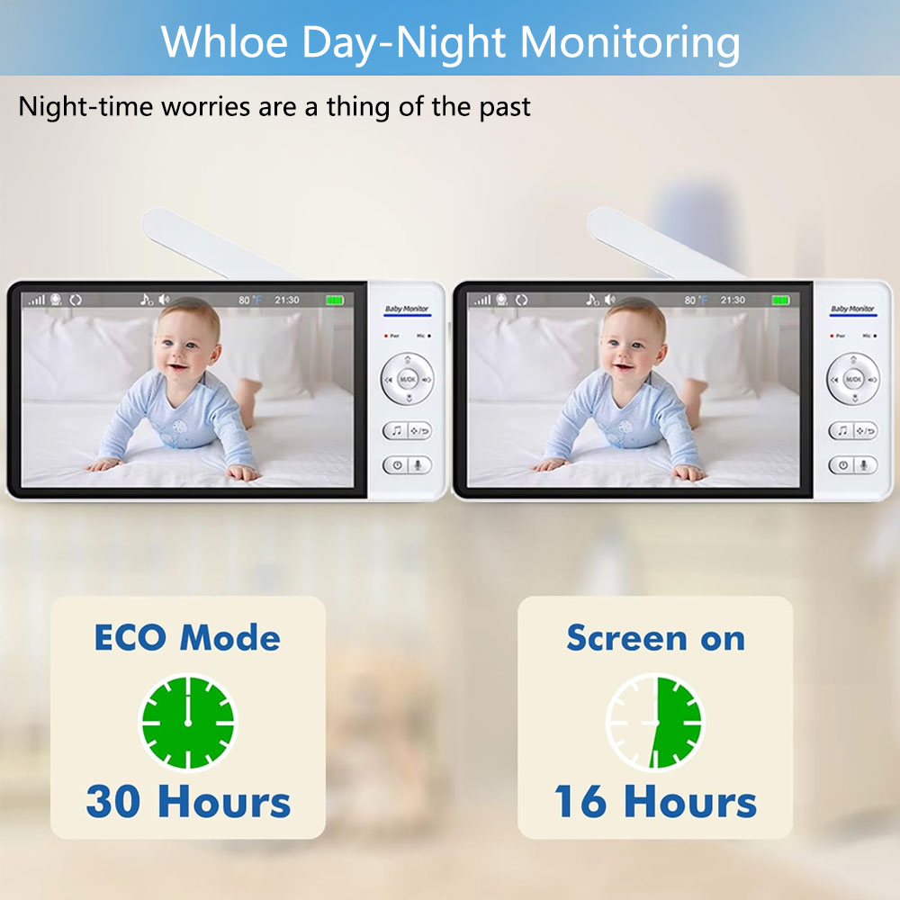 7.0 インチスクリーンベビーモニター 5000mAh バッ - Home Security Cameras Uk のレビューと価格