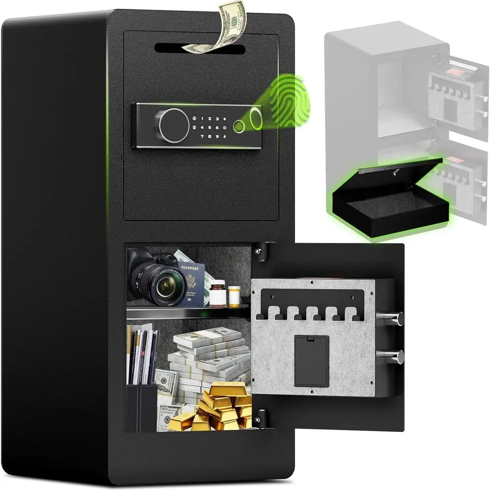 生体認証式金庫（アンチフィッシングスロットとLEDライト付き - Safe Box Digital のレビューと価格
