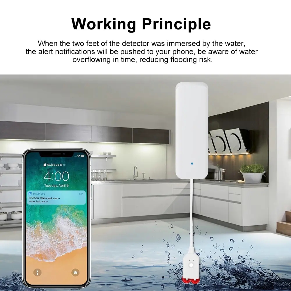 Tuya-漏水センサー,水,オーバーフローレベル,セキュリテ - Home Security With Ai のレビューと価格