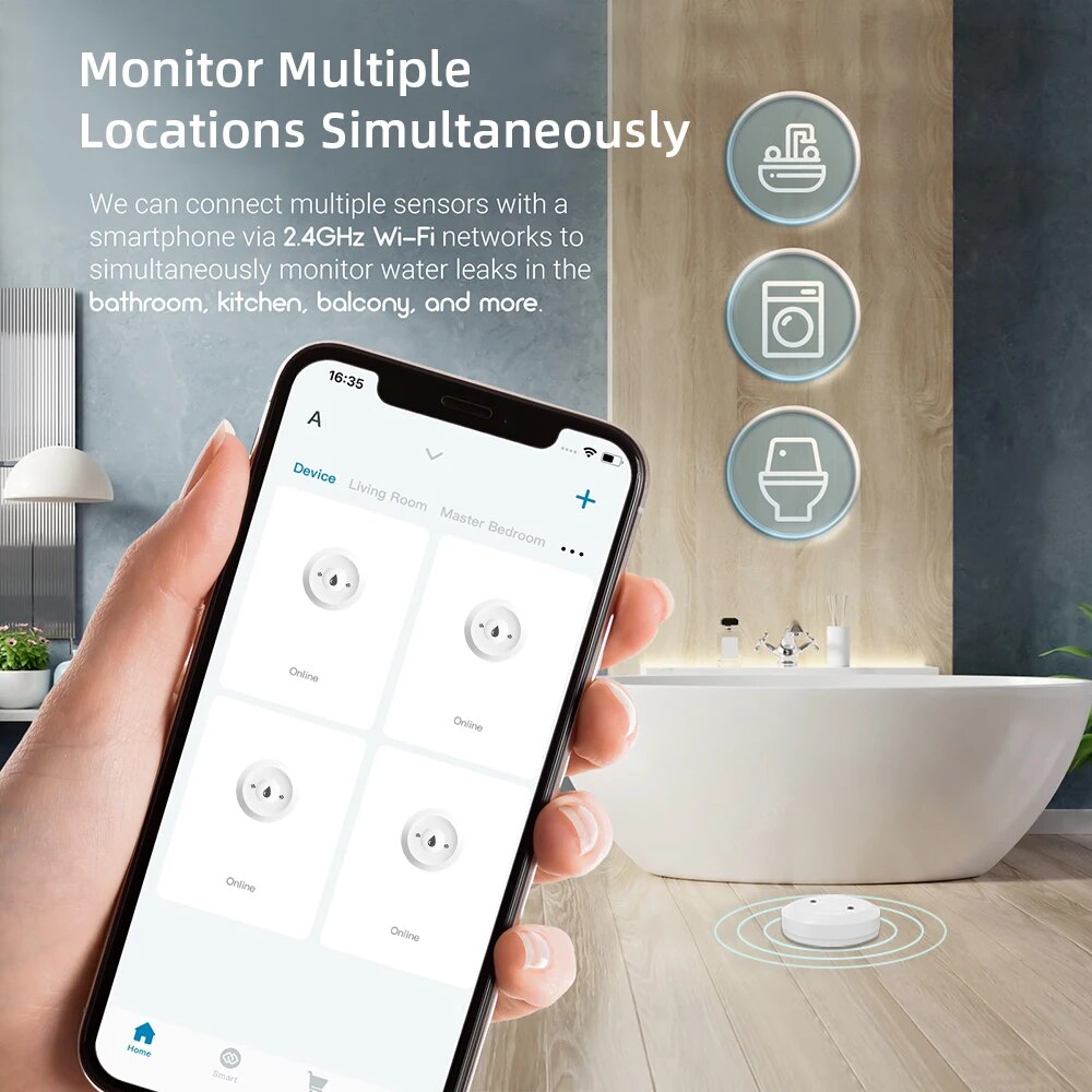 Tuyaスマートホーム用Zigbee水漏れセンサー、洪水安全 - Home Security With Ai のレビューと価格