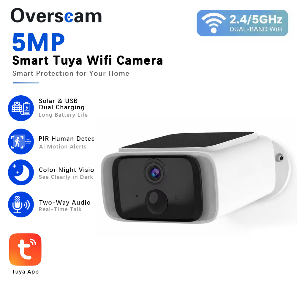 Tuya 5MP ソーラーセキュリティカメラワイヤレス屋外  - Home Security Guard のレビューと価格